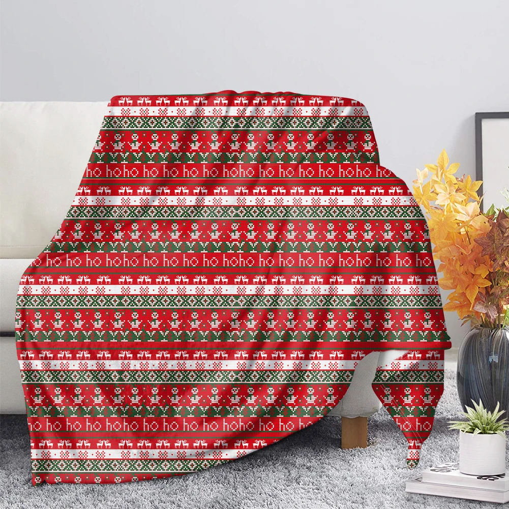 Best Selling Cheap Keep Warm Woolen Fleece Plaid Tartan Christmas Blanket Christmas Deer Design Print The Nap Christmas Blanket
