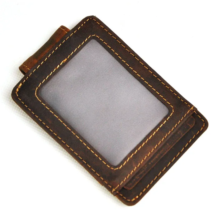 
Bulk Genuine Crazy Horse Leather Men Cool Wallet Card Holder Mini Slim Magnetic Money Clip 