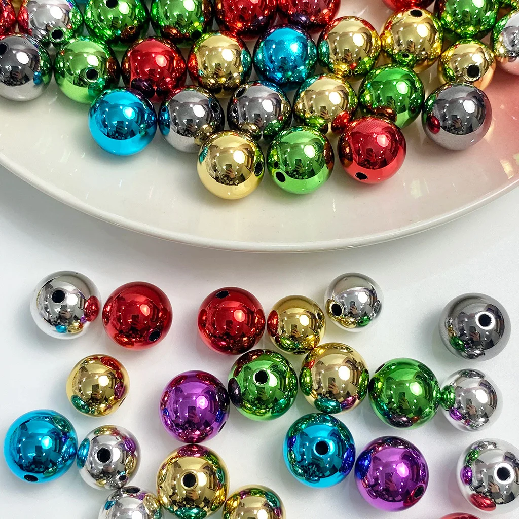 14mm Colorful Plastic CCB Smooth DIY Loose Beads Christmas Decorative Accessories