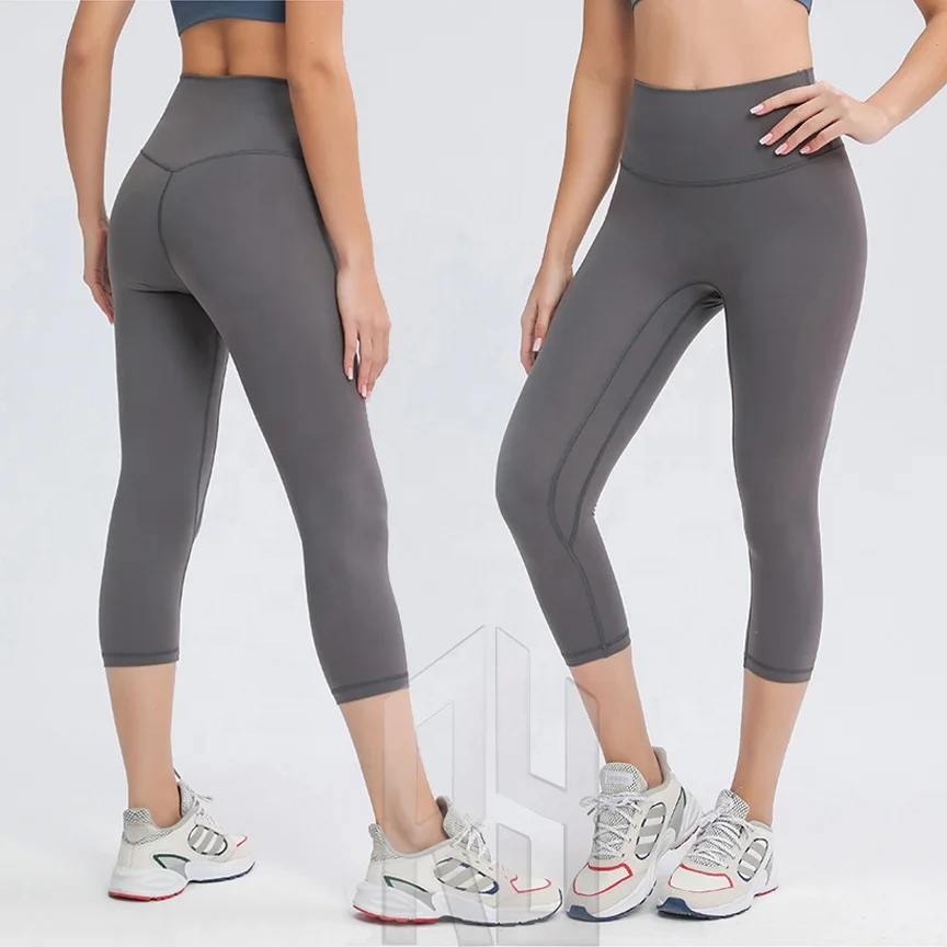 Fitness Cropped Leggings 21' length No camel line align lift hip running fitness quick-dry Yoga Biker  pants Workout clothes
