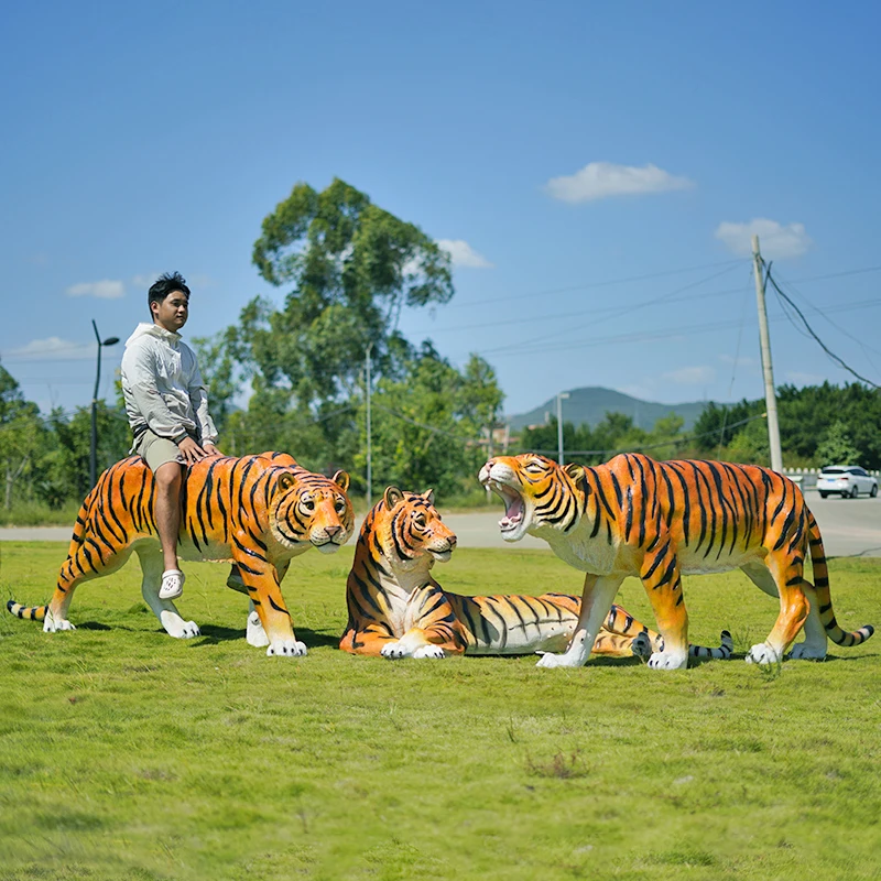 Garden decoration resin sculpture life size fiberglass animals trade tiger resin sculpture