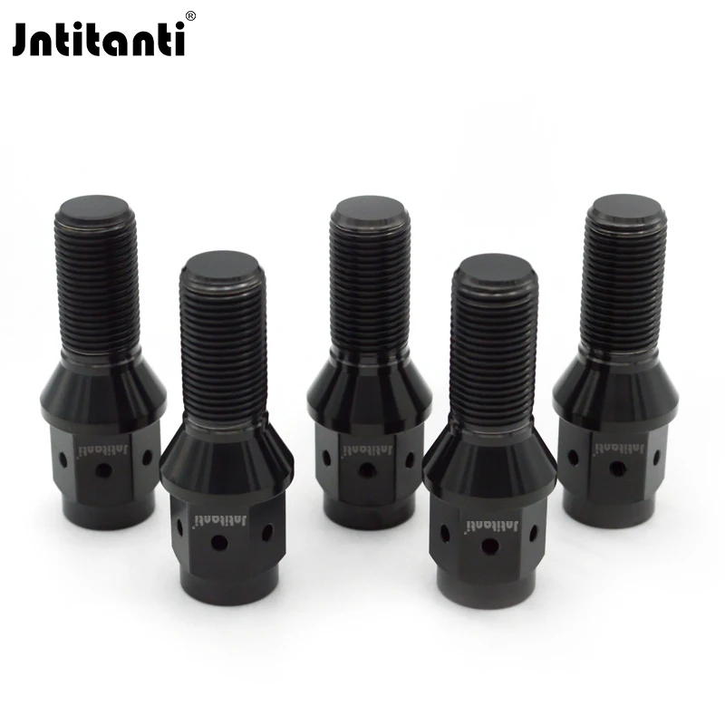 Black Color Extended Drilled 17mm Hex 60 Degree Cone Seat Gr.5 Titanium Wheel Bolt M14x1.5x28mm