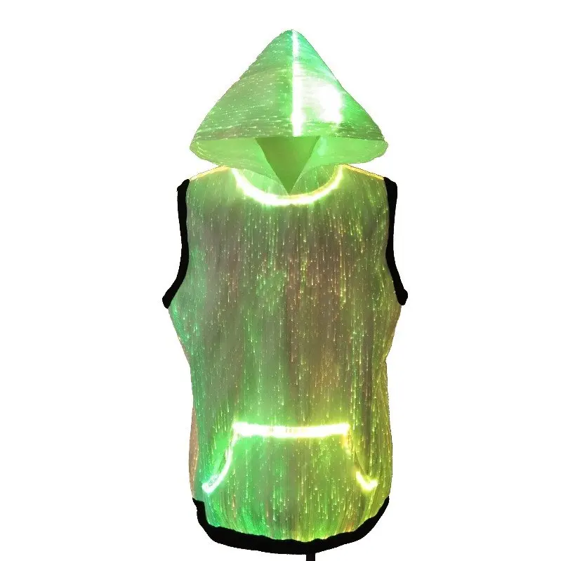 Cool Design Led Clothing Light Up Luminous 7 Color Glowing Jacket light up Fiber Optic Hoodie for Nightclub Performance