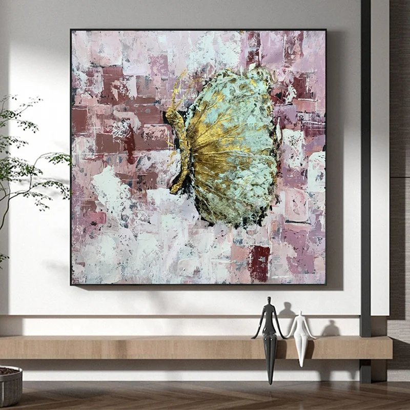Hot Sale Custom Handmade Wooden and Ps Frame Butterfly Abstract Wall Art Pictures Hand Painted Oil Painting