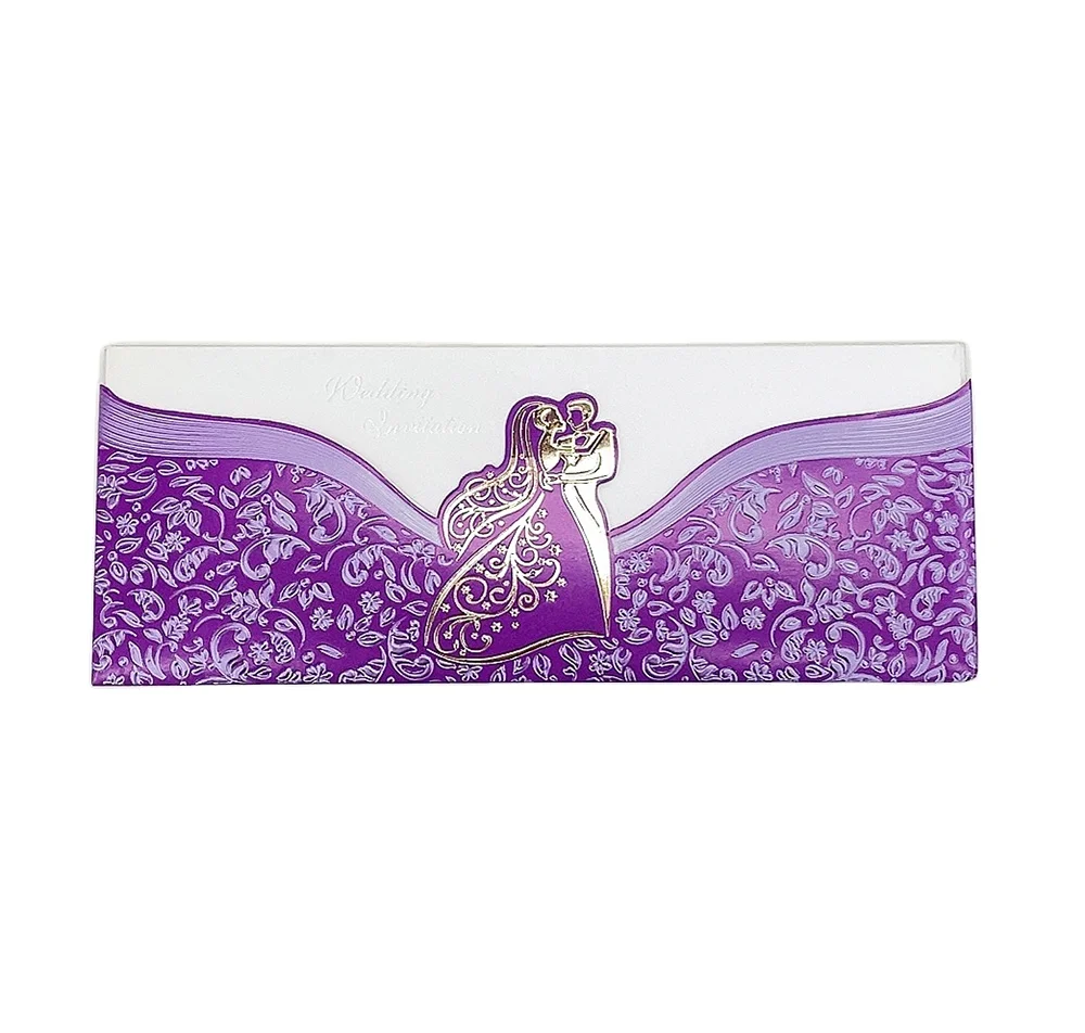 Low price wholesale hot selling golden embossed  luxurious pocket  wedding invitation  card