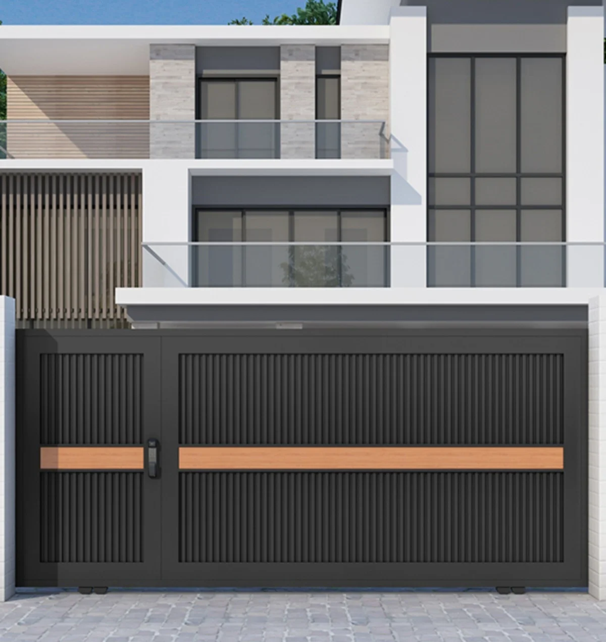 Customized   Main Entrance Gates Remote Control Design Waterproof  Automatic Electric Sliding Gate Exterior Aluminum Garden Gate