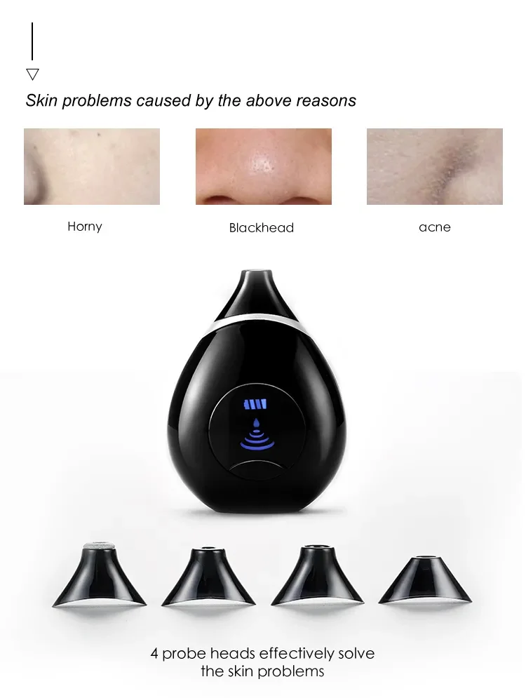 gent deep soft clean Rechargeable face clean 3 Adjustable Suction  Blackhead Remover Face Pore Cleaner Blackhead Vacuum at home