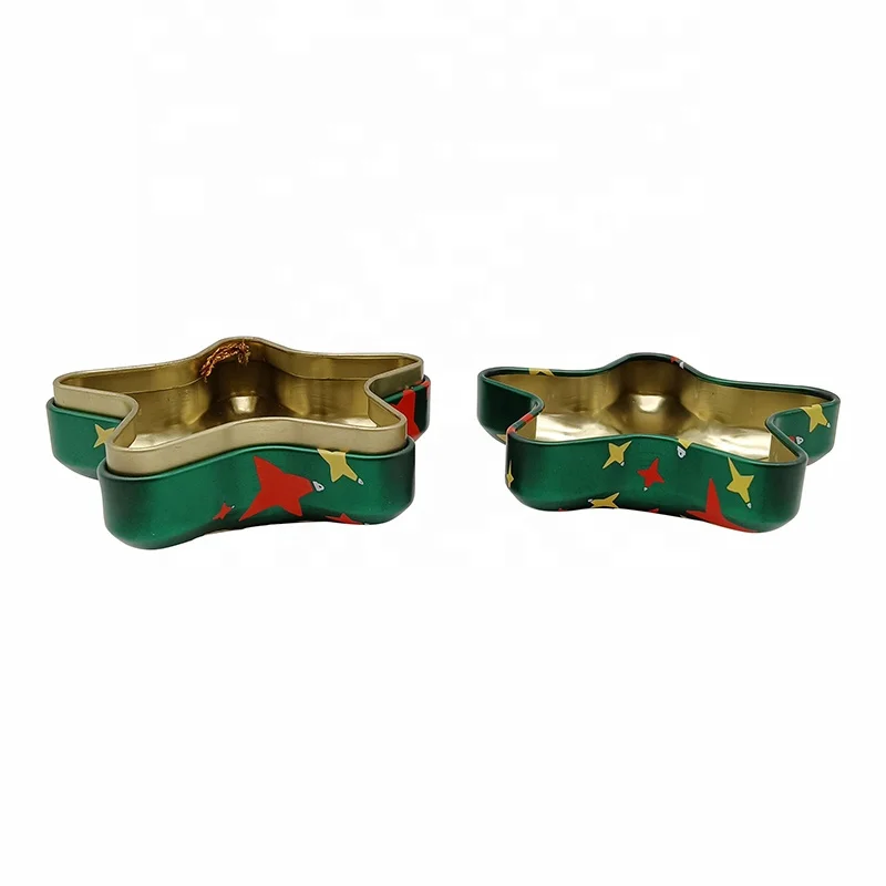 Factory Direct Sales Customization Star Shape Tin Box With Lid Christmas Tin Box for Gift Candy Cookie Package