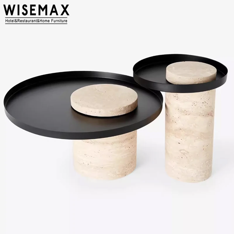 WISEMAX мебель минималистичный Креативный дизайн железный столешница в центре стола травертин журнальный столик для кафе гостиная