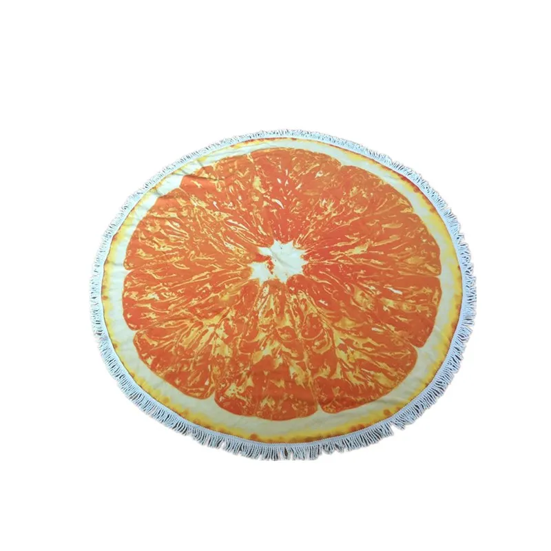 Microfiber Personalised Yellow Orange Printed Large Round Towel