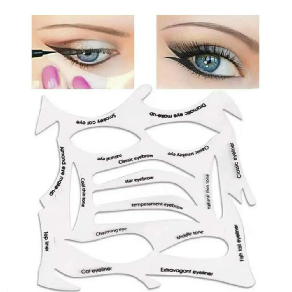 Wholesale Eye Brow Permanent Makeup Stencil With Ruler  Beauty Quick Make Up Eyeliner&eyeshadow Stencils