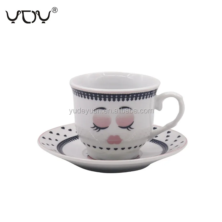 Hot Face Design Fine Porcelain Ceramic Coffee Cup Set Saucer Coffee Cup And Saucers With Logo