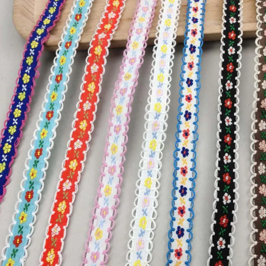 COOMAMUU 22yards/lot Embroidery Ethnic Lace Trim Fashion Flower Webbing for Handcraft 1.2cm Ribbon Lace