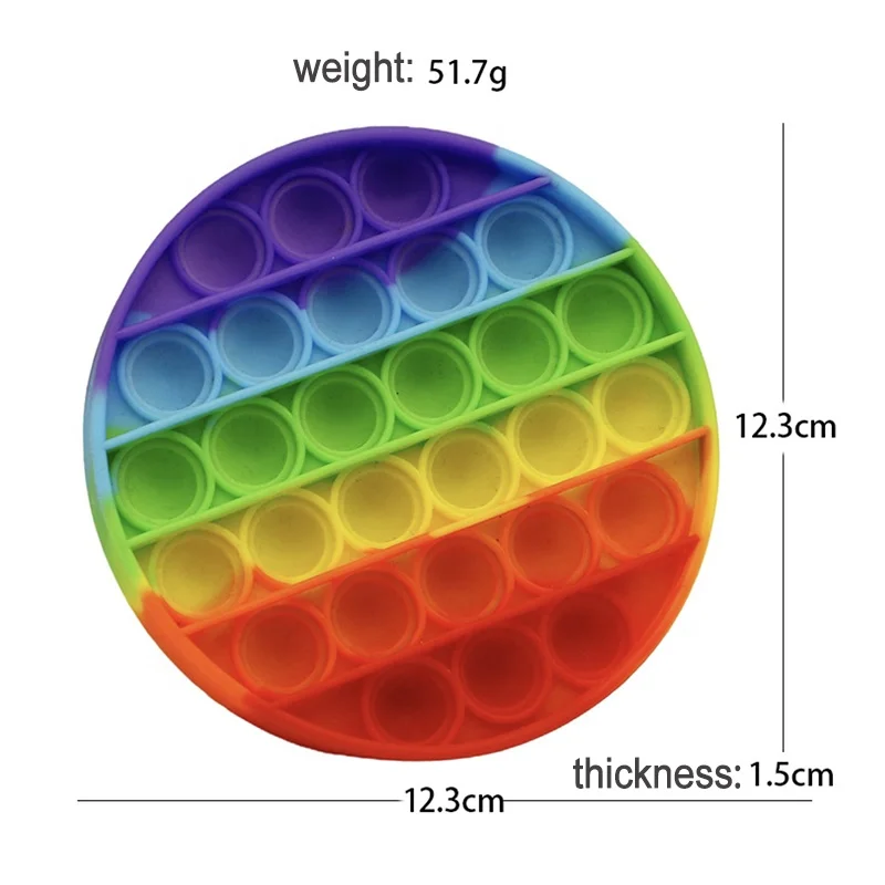  Simple Dimple Anti Stress Relief Push Pop Bubble Rainbow Fidget Sensory Toy Toys