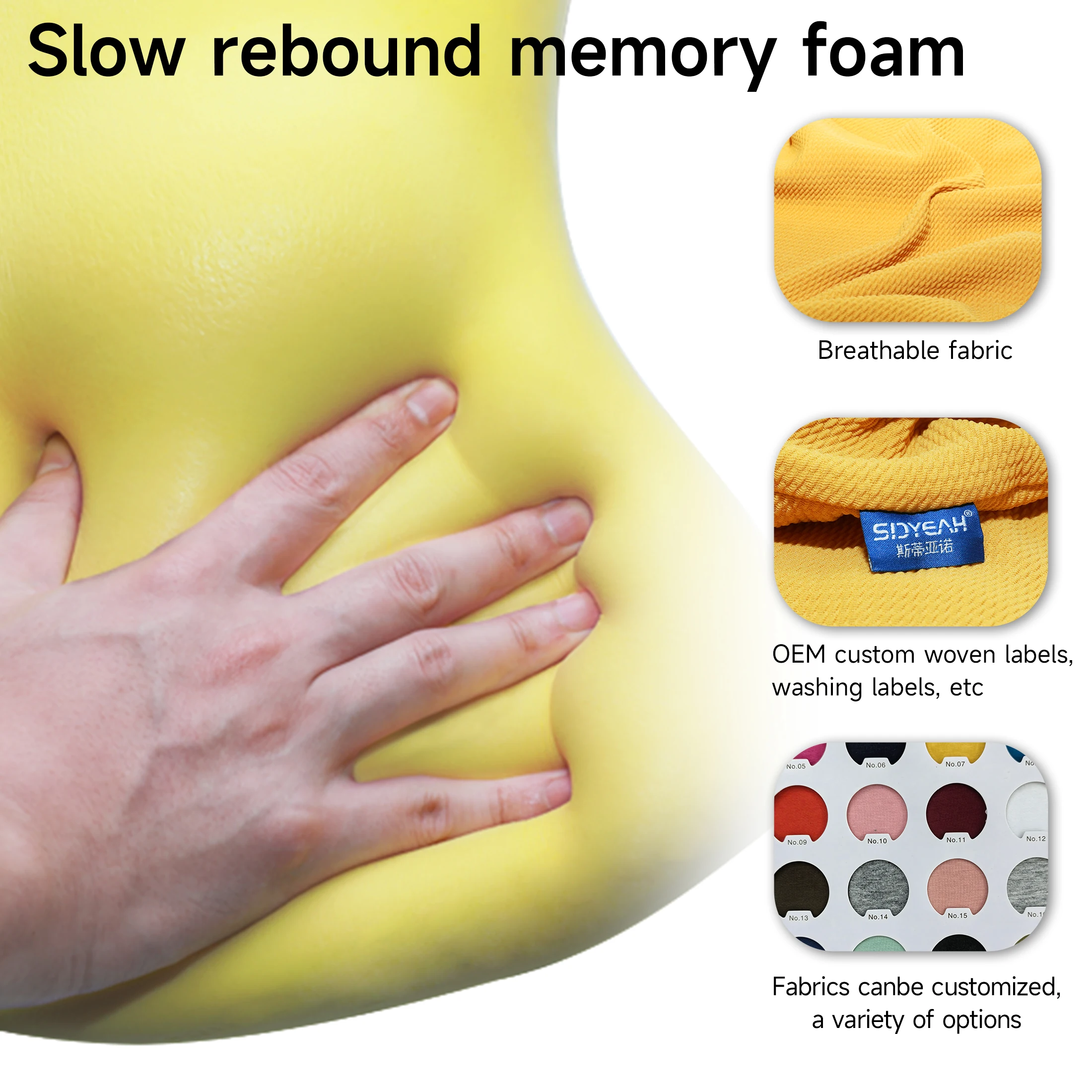 Car computer game chair memory foam back cushion back support is suitable for the waist support pillow of the office chair