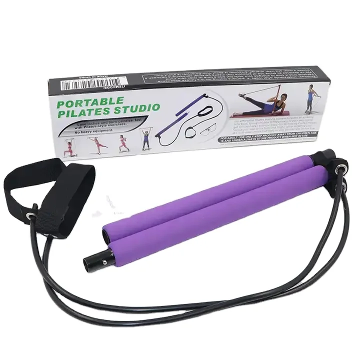 ZYFIT  hot sale Portable Yoga exercise Pilates Stick with Resistance Band Pilates Bar