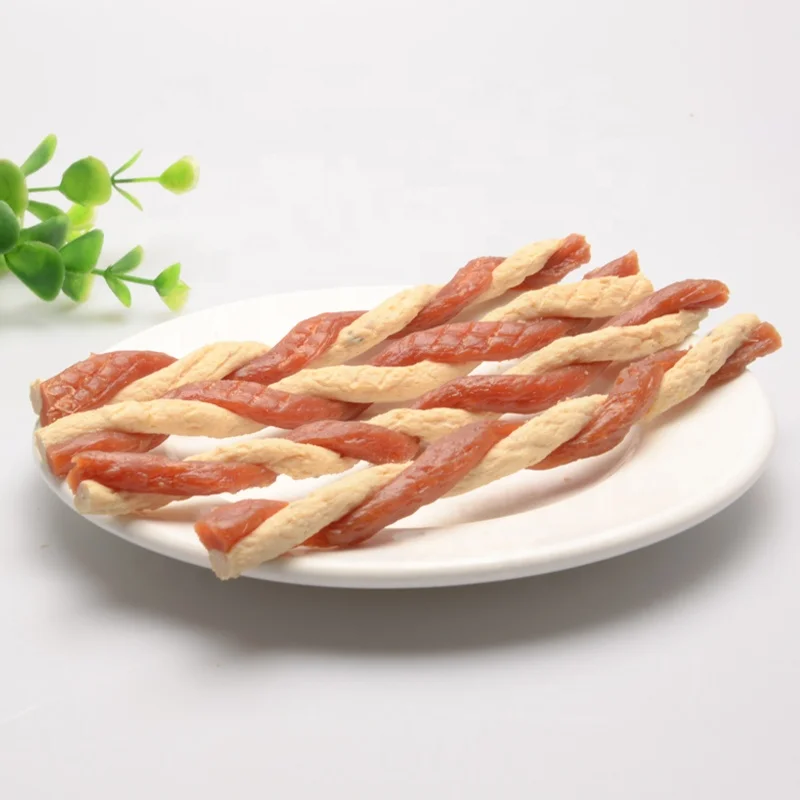 Wholesale Dog Treats Supplier High Quality Healthy Dry Dog Food OEM/ODM Beef Polock Twist Stick Pet Snacks