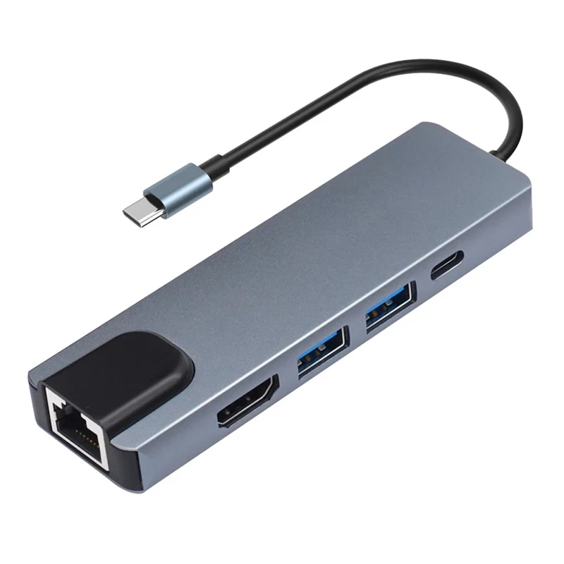USB C Type C HUB to USB 3.0 HDTV PD Charging RJ45 Ethernet Adapter Type-C 5 in 1 Converter for Pro Window Mac OS
