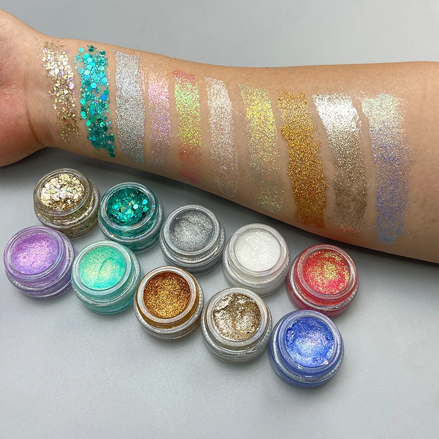 MLM Cosmetics Manufacturer OEM/ODM Private Label Party Festival Long-Lasting Waterproof Chameleon Eyeshadow Gel glitter freckles