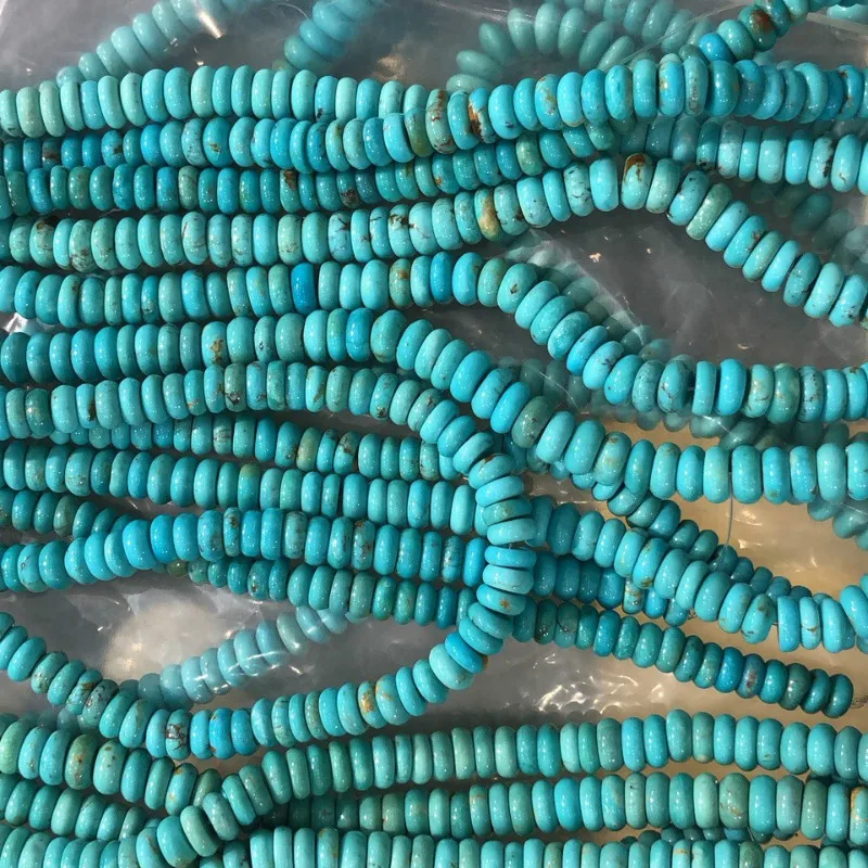 Top Quality Huge Natural Arizona Turquoise Smooth Roundel Beads Strand