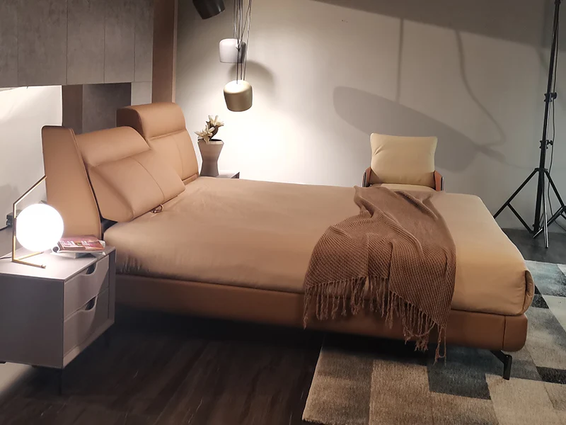 Factory Price Wood Platform Bed King Size Upholstered Bed Frame Adjustable Bed Backrest For Home
