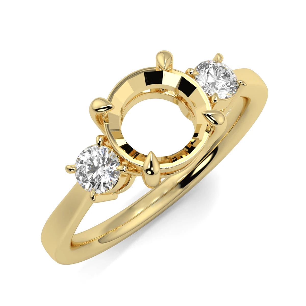 Custom Gemstone Semi Mounts Three Diamond Rings 18k Solid Gold Ring Semi Mount