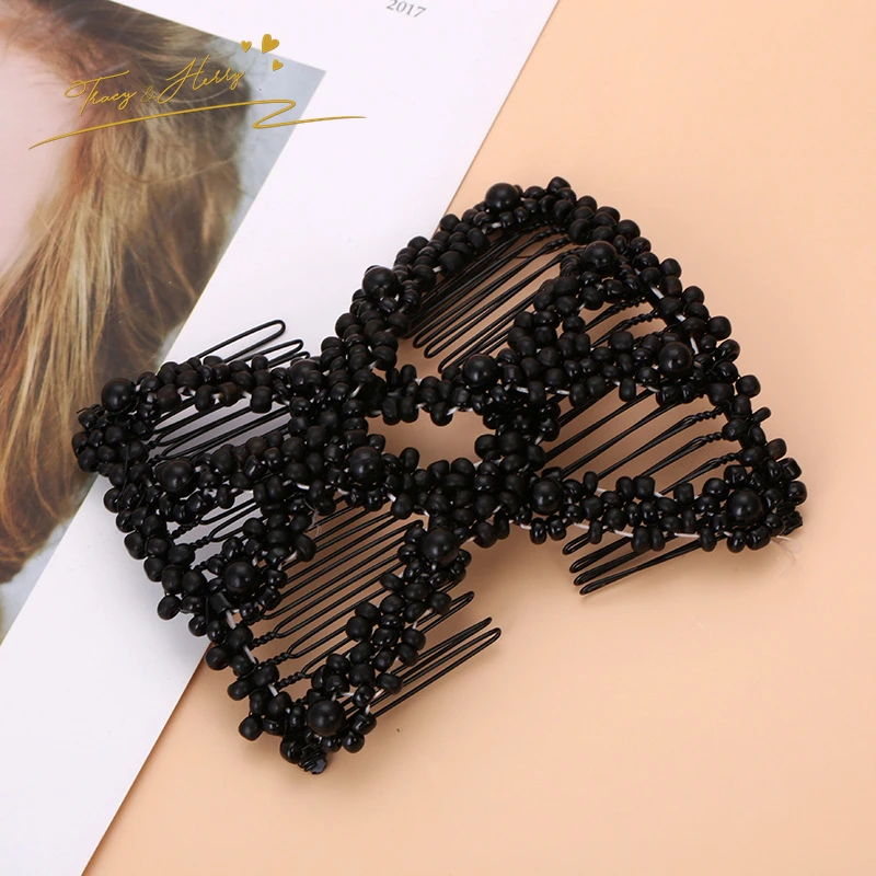 Tracy &Herry Variable Insert Comb Female Fashion Bead Magic Hair Comb Tray Fast Sell Women Styling Hair Accessories Hair Clips