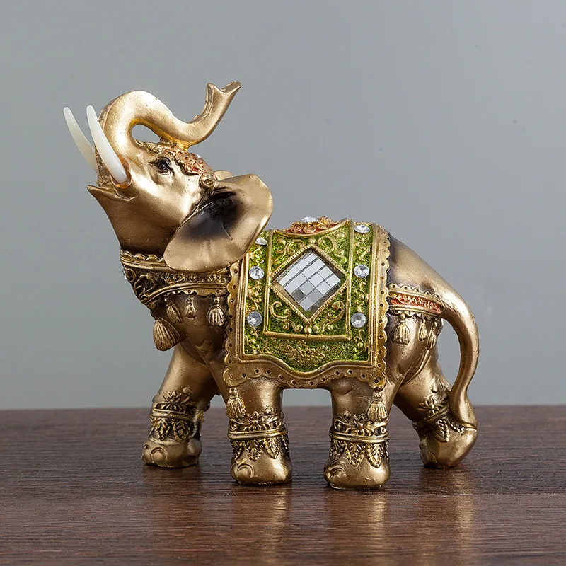 Elephant Statue Decor Figurines Sculpture Home Decoration Custom Resin Eco-friendly Europe Animal Metal Figurines European
