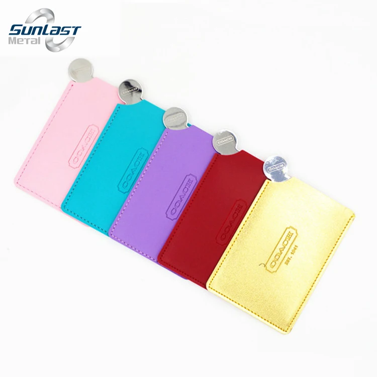Tiny Wallet Mirror Plate Cosmetic Stainless Steel Leather Pocket Mirror Metal Unbreakable Stainless Steel Makeup Mirror