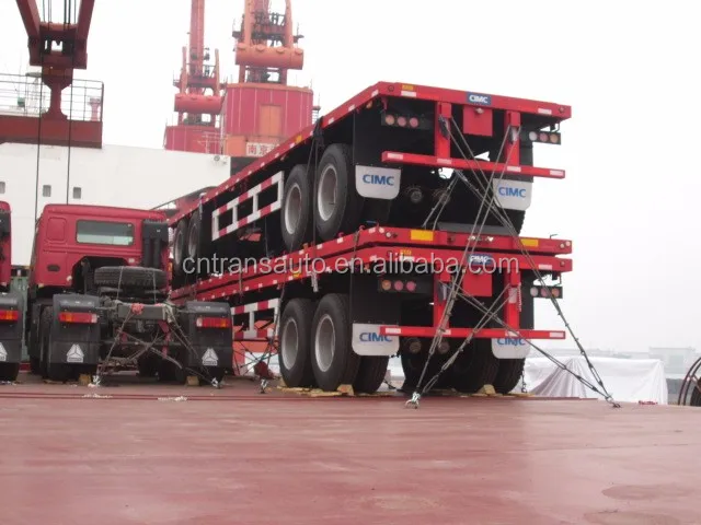 2 Axle Hot Sale Lowbed Curtain Side Wall Cimc Flatbed Semi Trailer