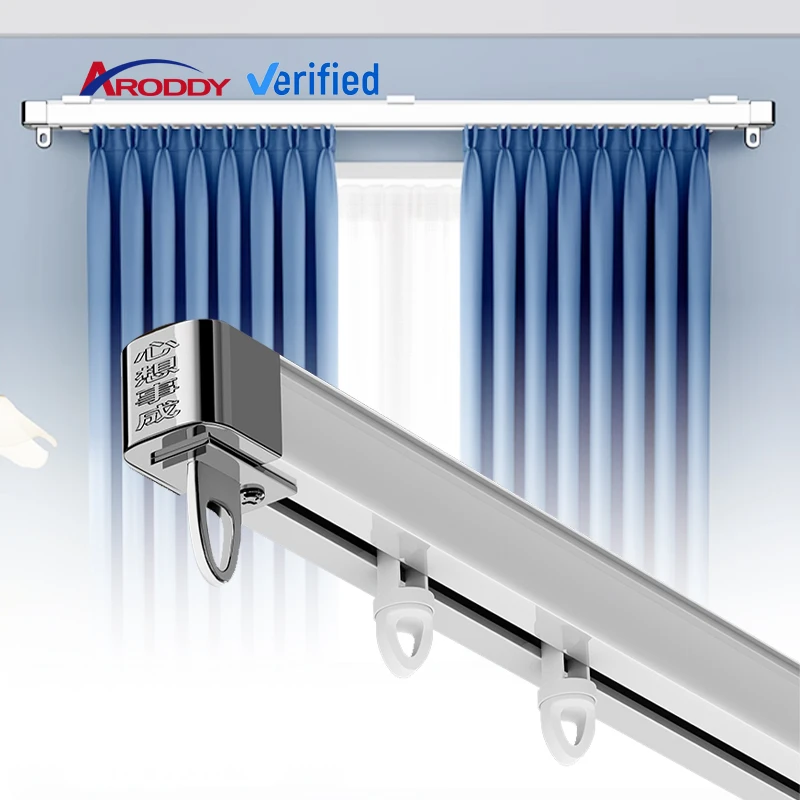ARODDY 28-48inch Extendable Aluminium Alloy Curtain Rod and Rail Smart Ceiling Curtain Tracks Set for Window Accessories