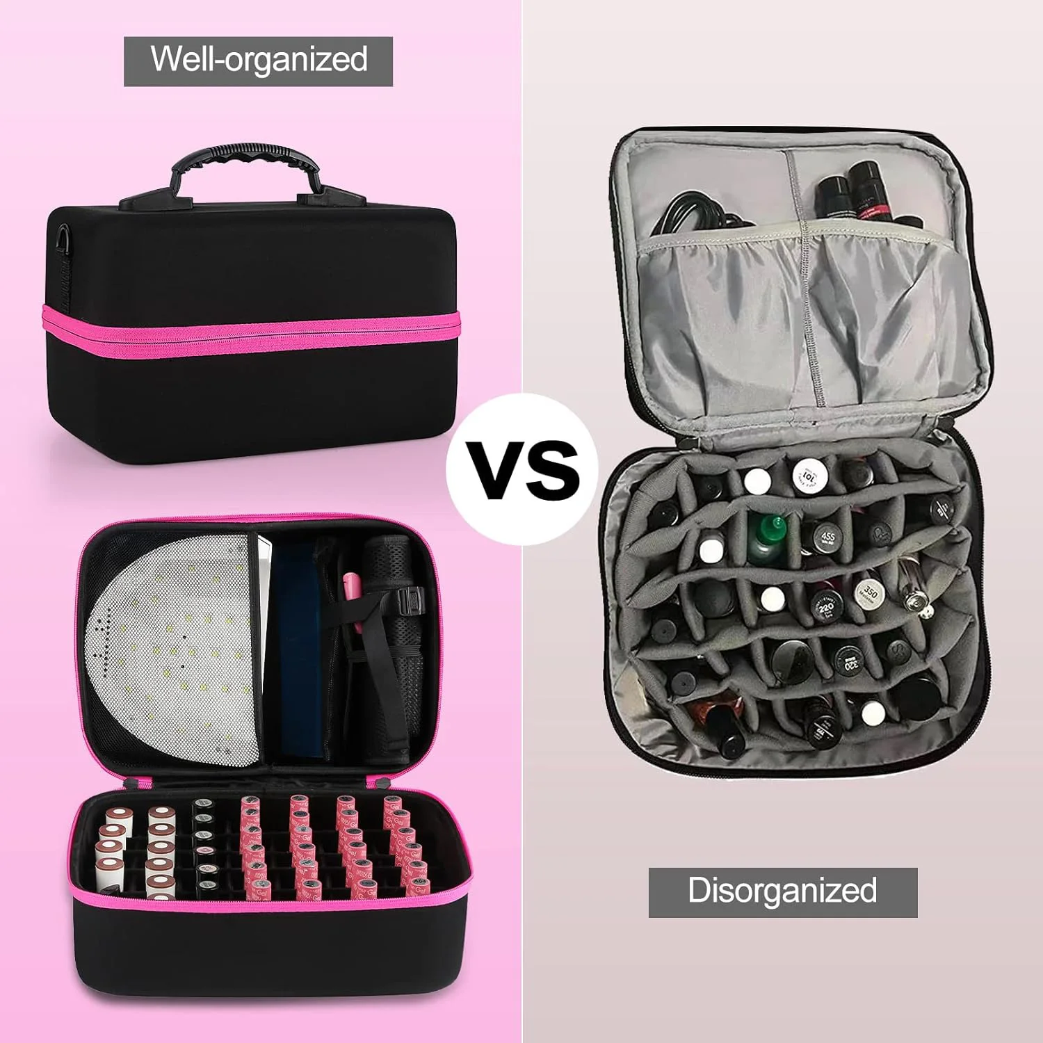 Detachable Portable Layers Nail Polish Storage Organizer Bag Nail Polish Carrying Case Makeup Case