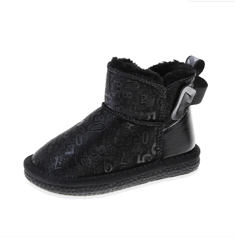 2021 boys and girls short boots big kids plus velvet warm non-slip sports