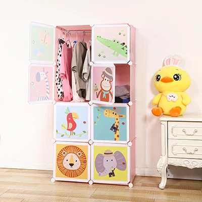DIY plastic foldable portable folding doors cupboard pp cube cabinet kids wardrobe