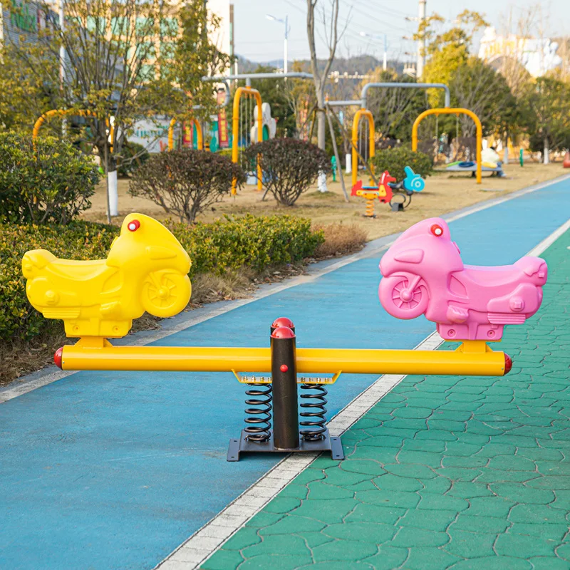 Amusement parks plastic seesaw outdoor animals shapes children playground playing seesaw
