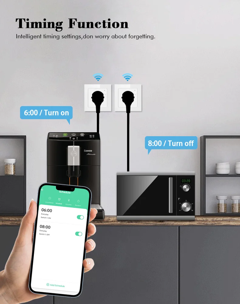 SZMYQ Tuya умная настенная розетка с Wi-Fi 16А работает контролем времени Google Alexa