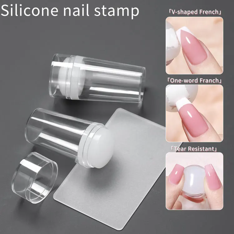 OEM Nail French Stamp Plate Stamping Nail Art French Tip Silicone Color Nail Art Stamping