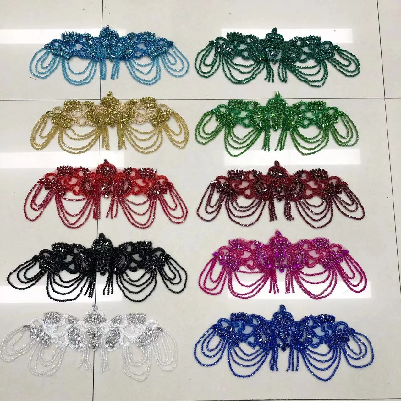 Ручной работы вышивка кисточками бисер Кристалл горный хрусталь сетка кружева аппликация для платья LT3441