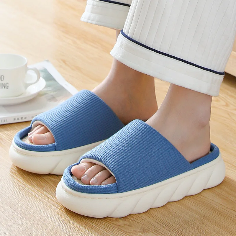 four seasons general indoor home living room guest thick bottom non slip slippers with fur inside