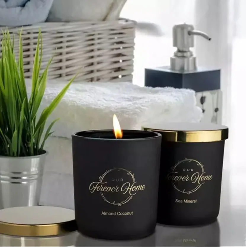 Custom Gift Box 8oz 10oz 14oz Empty Clear Scented Frosted Black Glass 10oz Luxury Candle Jars