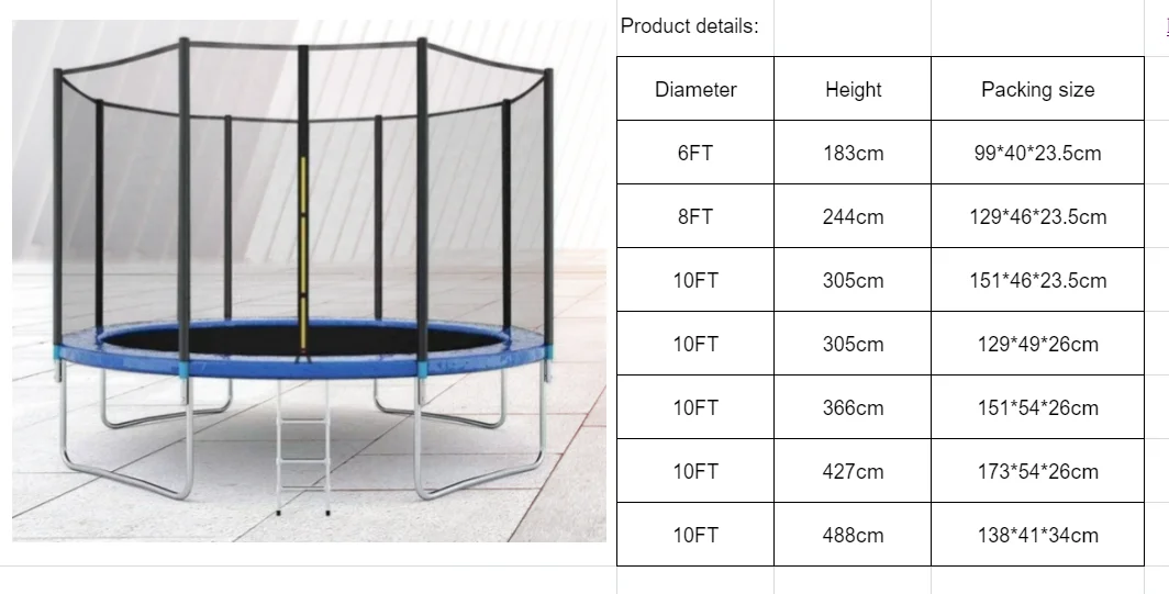 Складной шестигранный открытый 10ft 12ft дети большой батут со страховочной сеткой комбо покровный материал для лестница