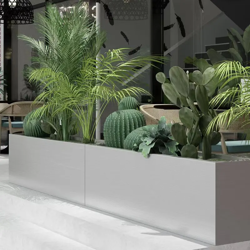 Custom Large Stainless Steel Sheet Metal Different Shape Flower Pot Planter Box Outdoor Hanging Used for Flower/Green Plant