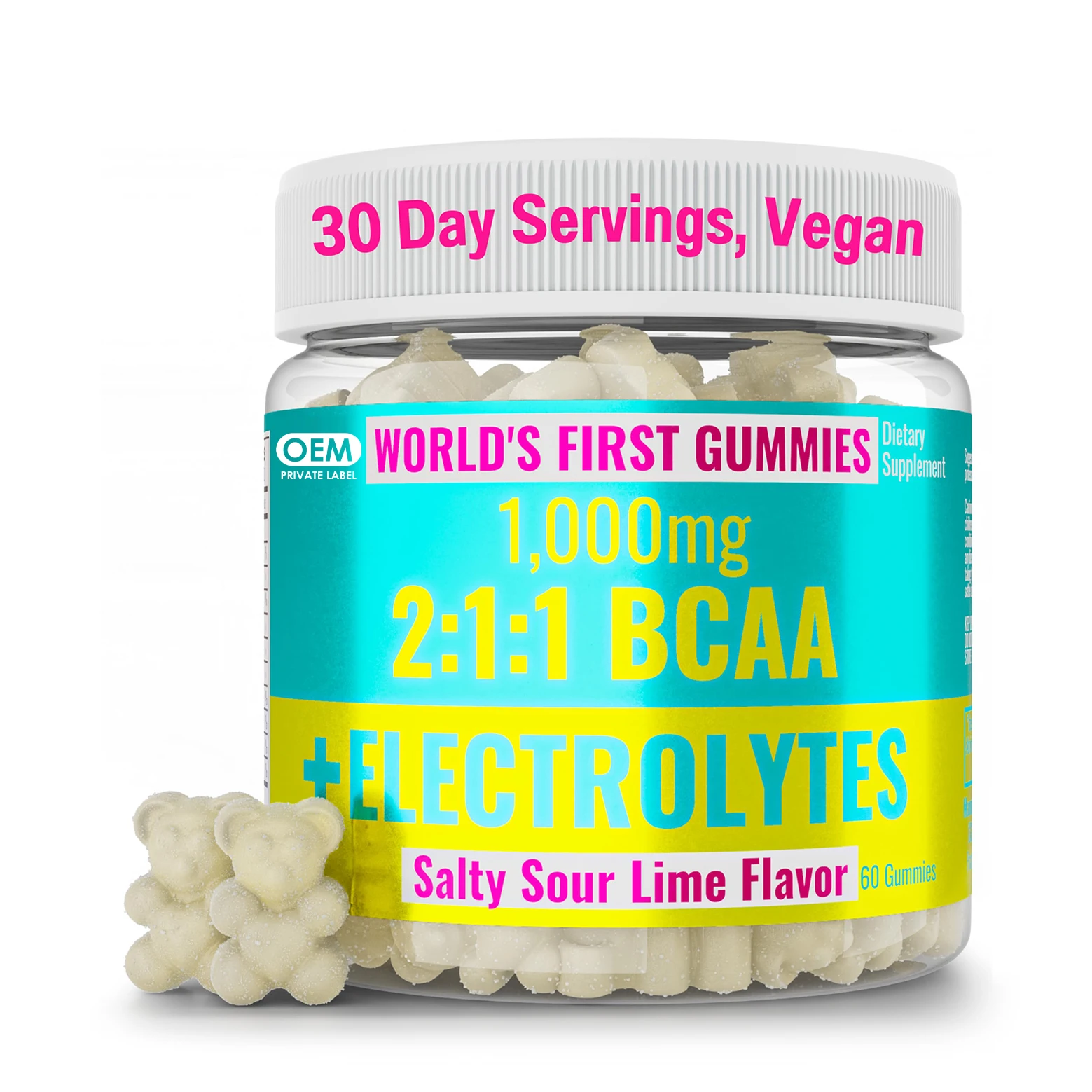 Custom Electrolyte BCAA Gummies Electrolytes Branched Chain Amino Acids Potassium Sodium Salt for Runners for Energy Support