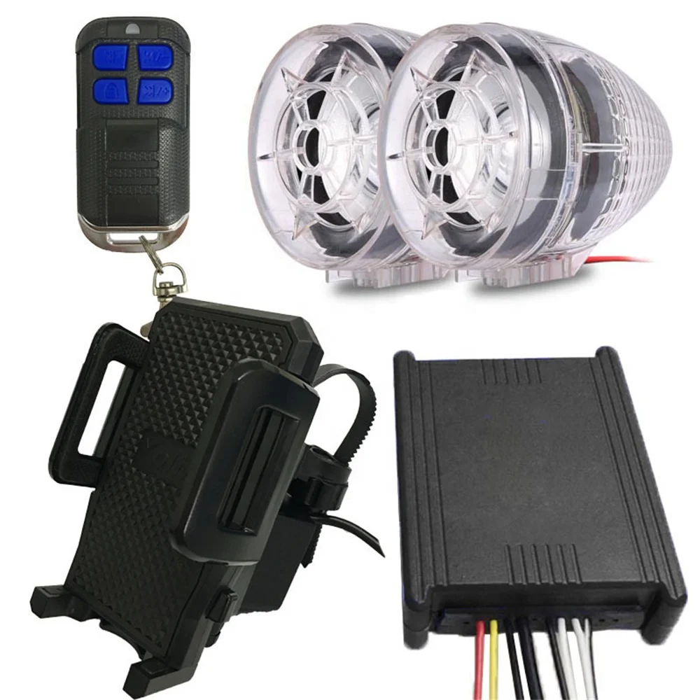DC 12V 125DB Loud Sound Moto Bike Motorcycle Security Phone Charging Hands-Free Calls mp3 Audio Stereo Anti Theft Alarm System