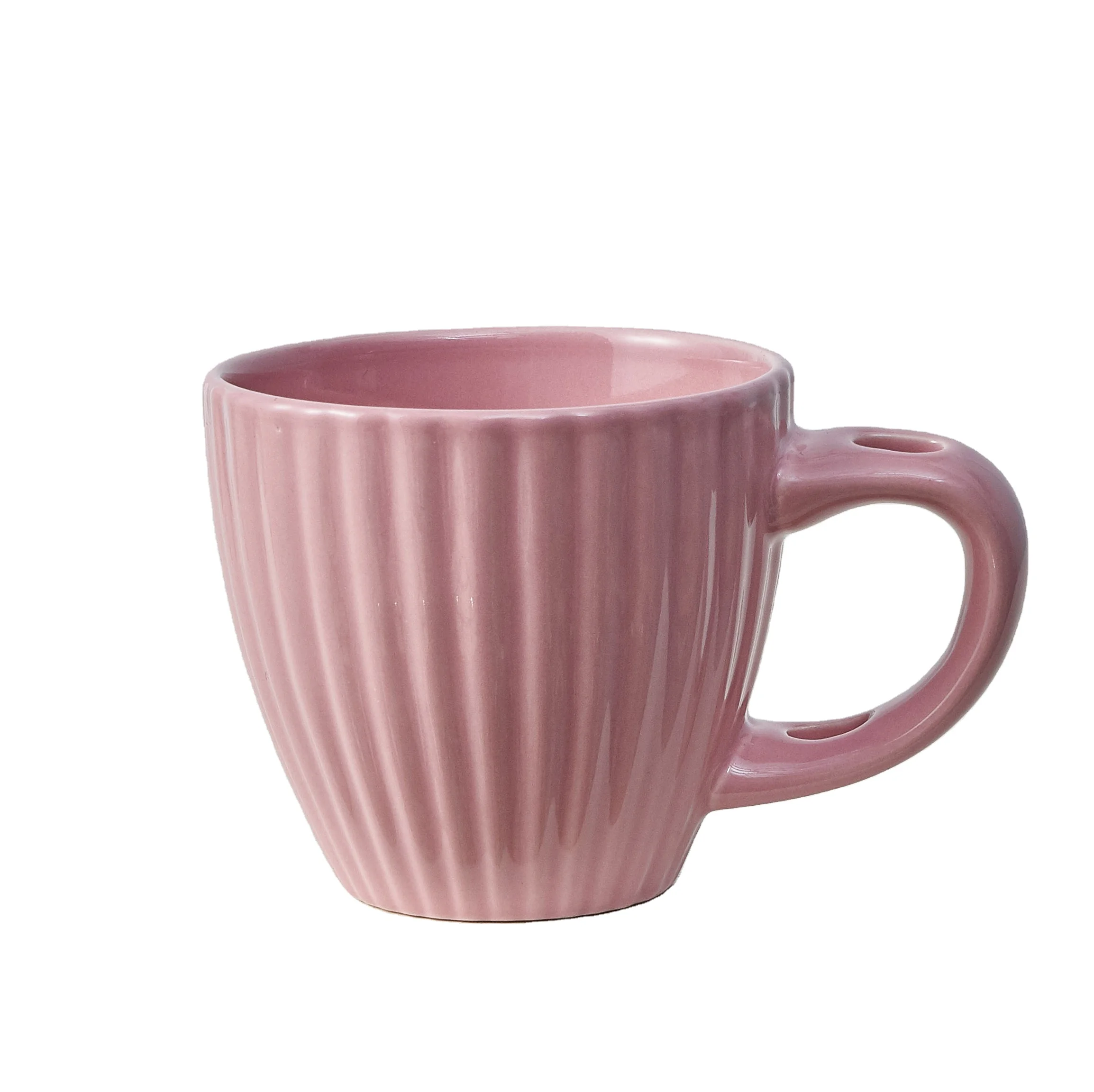 8oz embossed ceramic coffee mug with spoon , personalized gift mug set