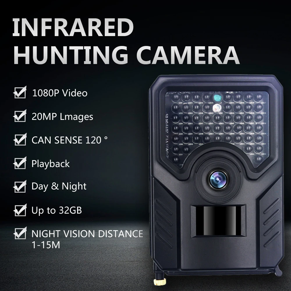 HunterCam PR200 Hunting trail camera de caza farm security camera animal camera alarm black flash 940nm light 1080P 20mp photo