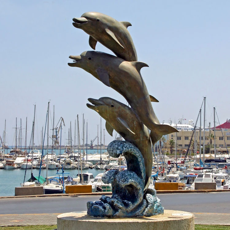 New design ideal Arts factory direct sale garden metal bronze life size dolphin sculpture