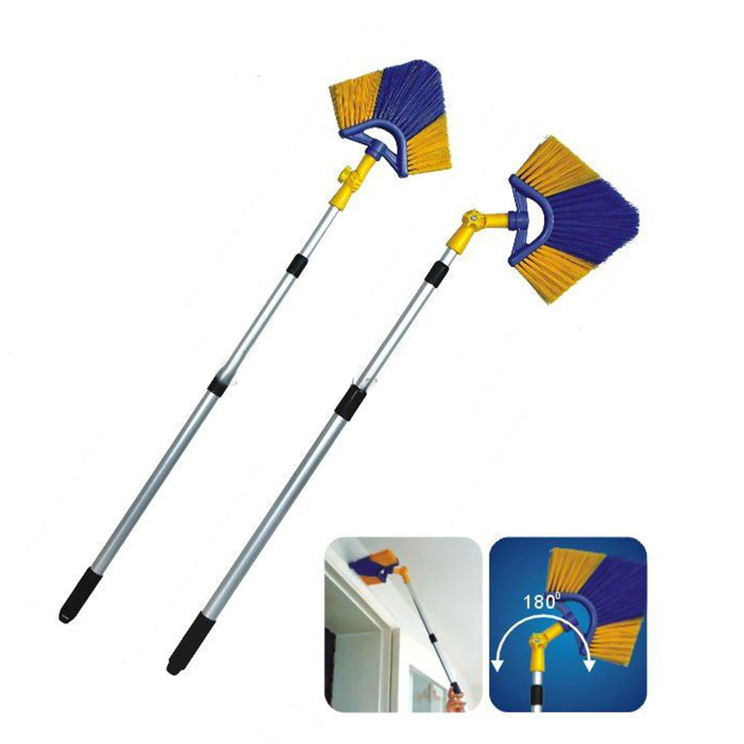 Custom  Ceiling Broom Handle Jala Cleaning Floor Brush Diamond Broom V Shape Extension Stick  Cleaning sweeping broom