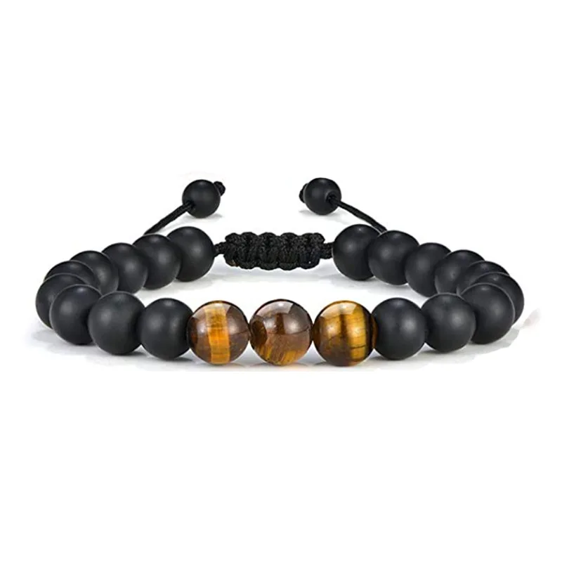 SL22366 Adjustable Tiger Eye Oil Diffuser Healing Bracelet Yoga Bead Lava Rock Stone Black Onyx Bracelet Men Women Jewelry