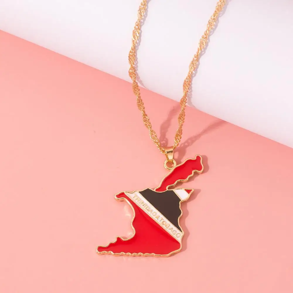 Fashion Jewelry Customized Color Drop Oil Enamel African Countries National Map Flag Necklace For Women Men
